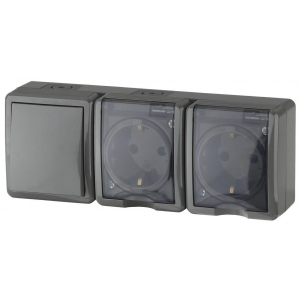 Блок розетки-выключатель ЭРА Эксперт IP54 16A 250V 11-7403-03 Б0027674