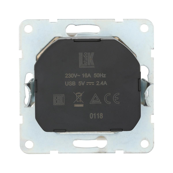 Розетка LK Studio с з/к + 2хUSB разъема, 2А (белый) LK60 868004-1 Розетка LK Studio с з/к + 2хUSB разъема, 2А (белый) LK60 868004-1