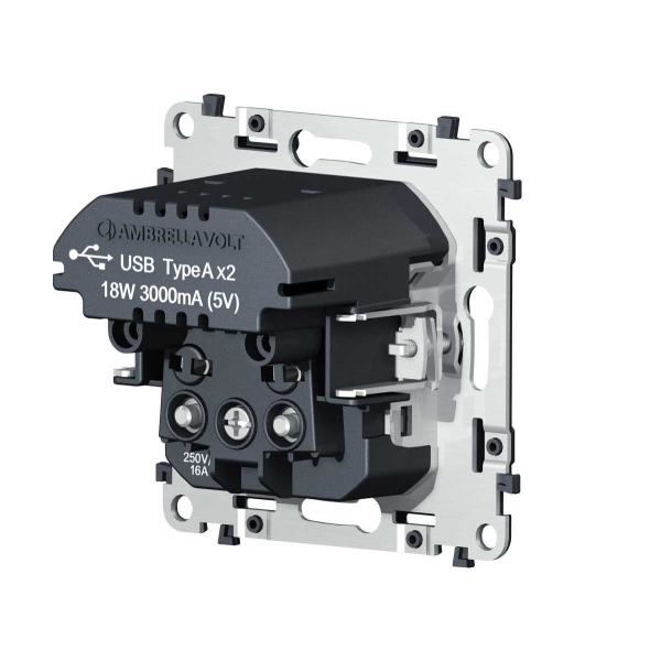 Механизм электрической розетки 2USB С+C 20W (быстрая зарядка) AMBRELLA VOLT VM VM165