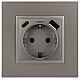 Розетка ЭРА Elegance 14-4108-16 2P+E 16A-250В со шторками с USB type-A+C 5В-3А титан Б0067695