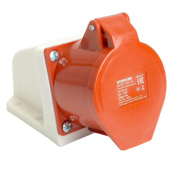 Розетка 3P+PE+N Stekker с крышкой красный RST32-125-44 49437 Розетка 3P+PE+N Stekker с крышкой красный RST32-125-44 49437