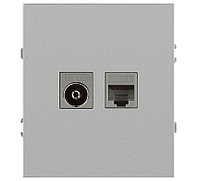 Розетка ЭРА Arktik 16-3110-03 комбинированная RJ45+TV алюминий Б0070496