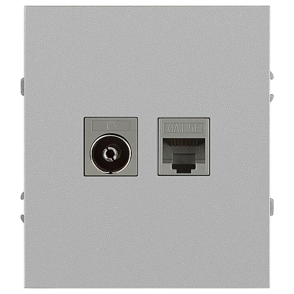 Розетка ЭРА Arktik 16-3110-03 комбинированная RJ45+TV алюминий Б0070496