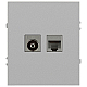 Розетка ЭРА Arktik 16-3110-03 комбинированная RJ45+TV алюминий Б0070496