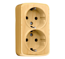 Розетка 2-местная ОП Минск 16А с заземлением светлое дерево EKF EGR16-128-30