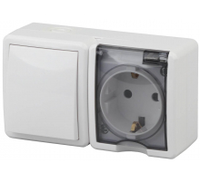 Блок розетка-выключатель ЭРА Эксперт IP54 16A 250V 11-7401-01 Б0020733
