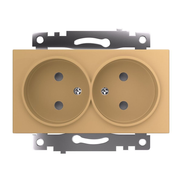 Розетка двойная 2P Stekker Катрин со шторками золото GLS10-7113-08 49225