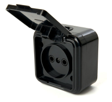 Розетка 2P Stekker Брест с крышкой черный PST16-20-44 39692