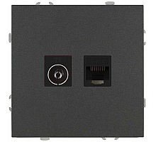 Розетка ЭРА Galaxy 15-3110-06 комбинированная RJ45+TV IP20 графит Б0070786