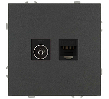 Розетка ЭРА Galaxy 15-3110-06 комбинированная RJ45+TV IP20 графит Б0070786
