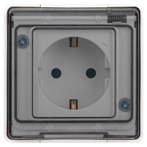 Розетка ЭРА Эксперт 11-2501-01 с заземлением с крышкой 2P+E IP55 16A-250В ОУ белый Б0063294
