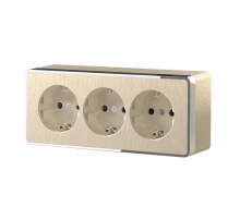 Розетка тройная с/з со шторками Werkel Gallant шампань рифленый W5073110 4690389163883