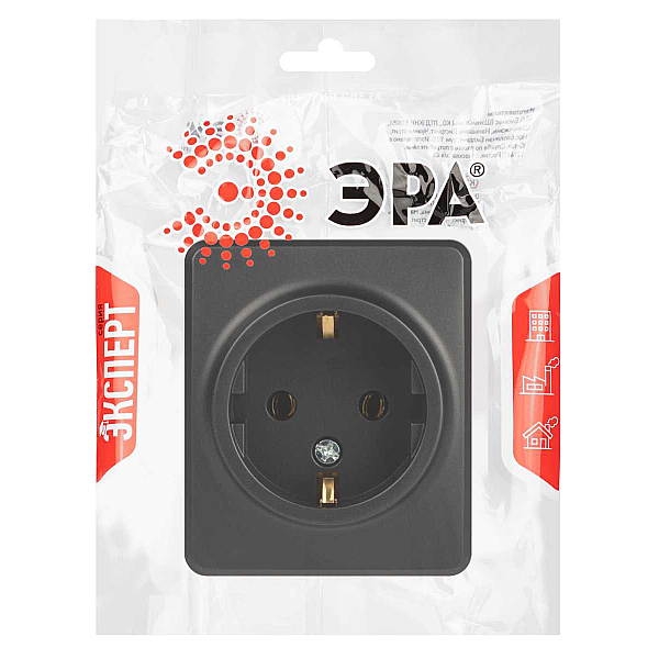 Розетка ЭРА Эксперт 11-2203-05 2P+E Schuko IP20 16A-250В ОУ антрацит Б0063008
