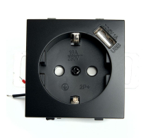 Розетка 2P+PE Stekker Эрна с USB черный PST16-9111-03 49155