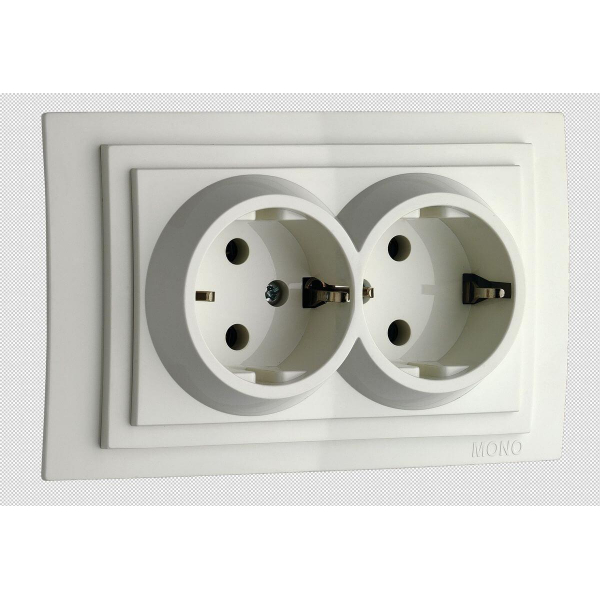 Розетка 2К+З двойная Mono Electric Larissa 16A 250V винтовое подключение белый 103-191904-120 Розетка 2К+З двойная Mono Electric Larissa 16A 250V винтовое подключение белый 103-191904-120