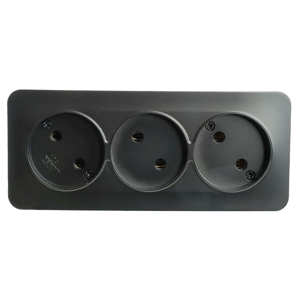 Розетка тройная 2P Stekker София черный матовый MST10-13-05 49500