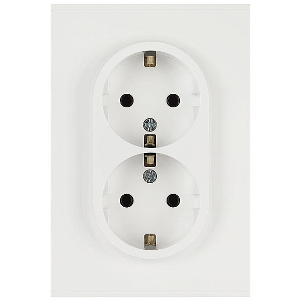 Розетка ЭРА Arktik 16-2105-08 двойная с заземлением 2X2P+E Schuko со шторками 16А-250В белый матовый Б0070461