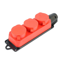 Розетка переносная тройная 2P+PE Stekker Одри с крышкой красный RST16-23-44-3 49401