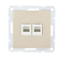 Розетка LK Studio компьютерная 2хRJ-45 кат. 5е с накладкой (бежевый) LK60 866201-1