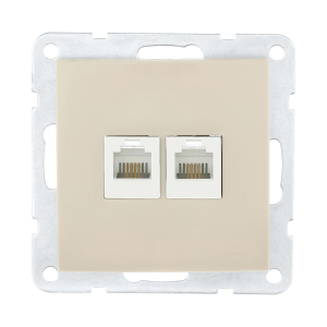 Розетка LK Studio компьютерная 2хRJ-45 кат. 5е с накладкой (бежевый) LK60 866201-1