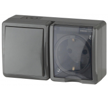Блок розетка-выключатель ЭРА Эксперт IP54 16A 250V 11-7401-03 Б0020734