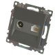 Розетка телевизионная TV + компьютерная RJ-45 Stekker Катрин графит GLS00-7106-06 49417