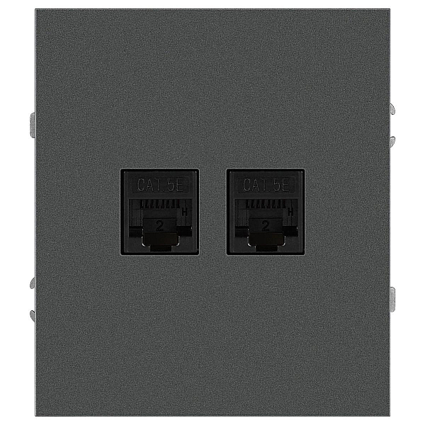 Розетка ЭРА Arktik 16-3108-06 информационная двойная 2XRJ45 графит Б0070489