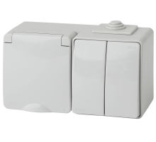 Блок розетка-выключатель двухклавишный ЭРА Эксперт IP65 16A 250V 11-7602-03 Б0035994