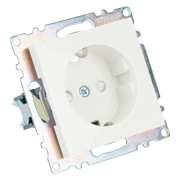 Розетка 2P+PE Stekker Катрин со шторками белый GLS16-7110-01 39304