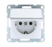 Розетка LK Studio с з/к, шторками и крышкой (серебристый металлик) LK80 843403-1