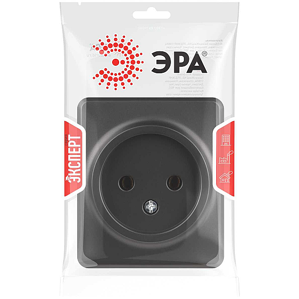 Розетка ЭРА Эксперт 11-2201-05 2P IP20 16A-250В ОУ антрацит Б0062992