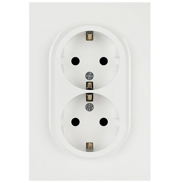Розетка ЭРА Arktik 16-2105-01 двойная с заземлением 2X2P+E Schuko со шторками 16А-250В белый Б0070454