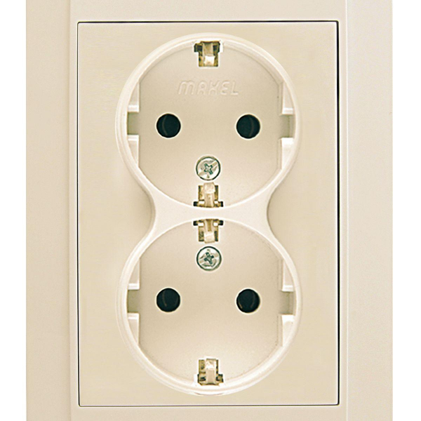 Розетка Makel 2-м СП Defne 16А IP20 с/з крем. 42010057 Розетка Makel 2-м СП Defne 16А IP20 с/з крем. 42010057