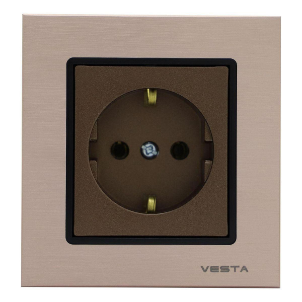 Розетка 2P+E Vesta-Electric Exclusive Champagne Metallic шампань FRZ00041004BSH Розетка 2P+E Vesta-Electric Exclusive Champagne Metallic шампань FRZ00041004BSH