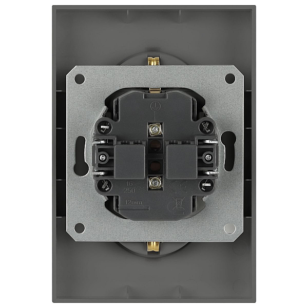 Розетка ЭРА Arktik 16-2105-06 двойная с заземлением 2X2P+E Schuko со шторками 16А-250В графит Б0070459