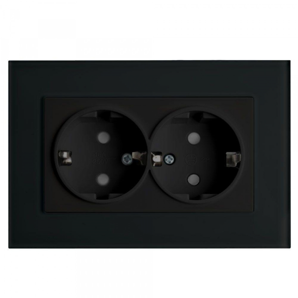 Розетка двойная 2P+PE Stekker Эрна со шторками черный PST16-9014-03 39482 Розетка двойная 2P+PE Stekker Эрна со шторками черный PST16-9014-03 39482