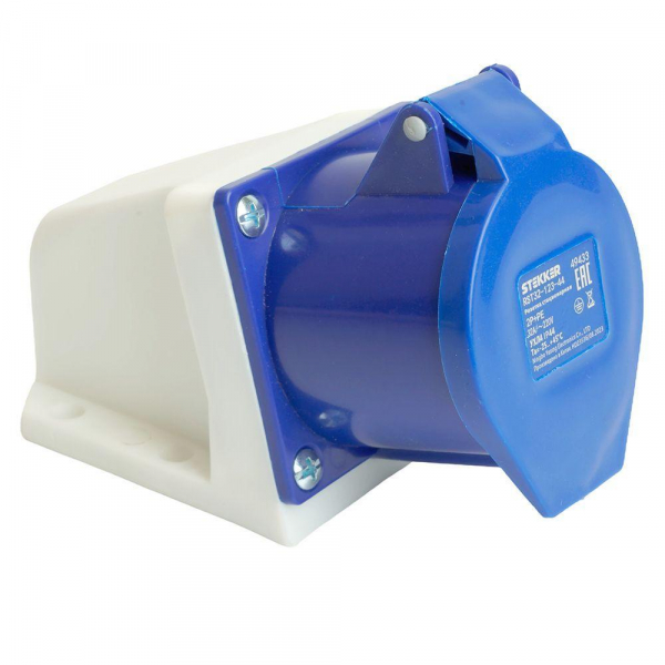 Розетка 2P+PE Stekker с крышкой синий RST32-123-44 49433 Розетка 2P+PE Stekker с крышкой синий RST32-123-44 49433