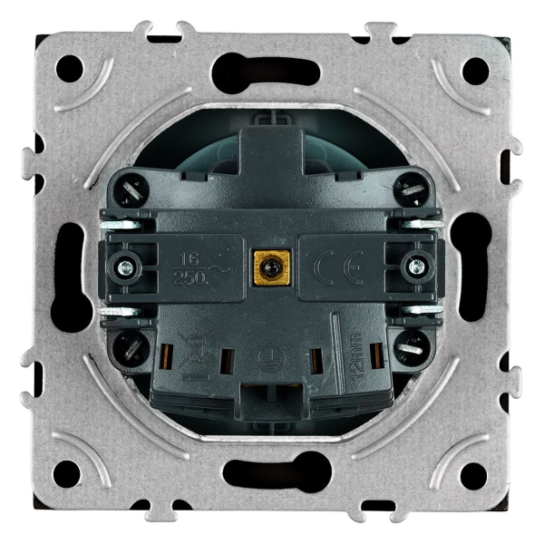 Розетка 1-местная с защитной шторкой с/з (механизм), STEKKER, 250В, 16А, серия Эмили, RST16-5110-10, платиново-серый, soft touch 49958
