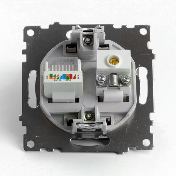Розетка телевизионная TV + компьютерная RJ-45 Stekker Катрин шоколад GLS00-7106-04 49185 Розетка телевизионная TV + компьютерная RJ-45 Stekker Катрин шоколад GLS00-7106-04 49185
