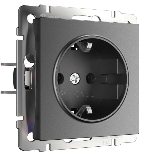 Розетка с заземлением Werkel графит W1171064 4690389194405