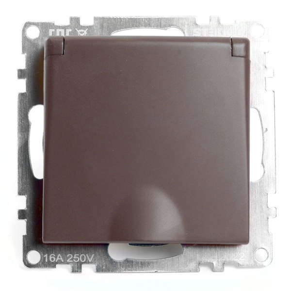 Розетка однаместная с защитной шторкой Stekker Катрин шоколад GLS16-7112-04 49029