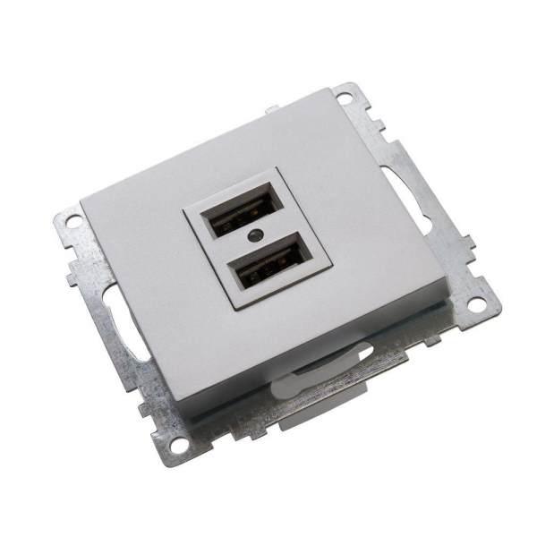Розетка 2хUSB Stekker Катрин серебро GLS10-7115-03 39588 Розетка 2хUSB Stekker Катрин серебро GLS10-7115-03 39588