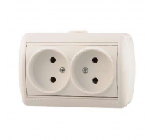 Розетка 2-ая без зазем. Lezard Nata белая 710-0200-128