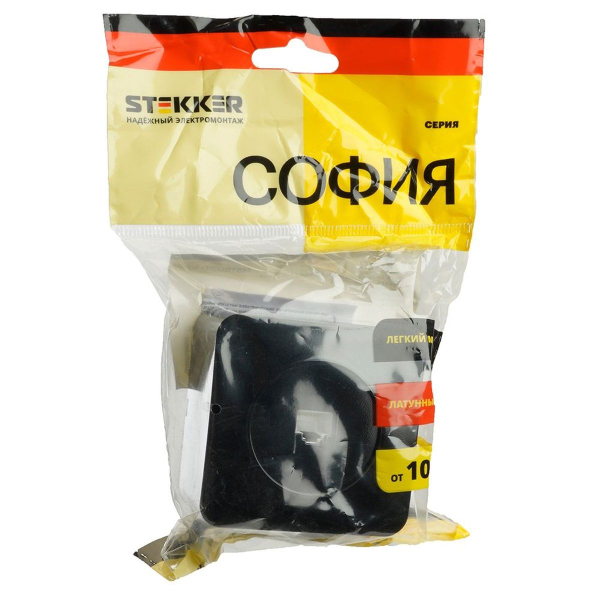 Розетка компьютерная RJ-45 Stekker София черный MST00-20-02 49312