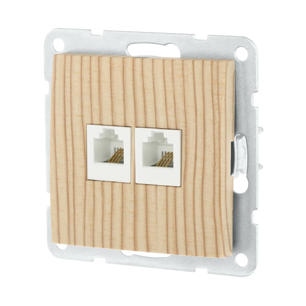 Розетка LK Studio компьютерная 2хRJ-45 кат. 5е с накладкой (сосна) LK60 866225-1 Розетка LK Studio компьютерная 2хRJ-45 кат. 5е с накладкой (сосна) LK60 866225-1