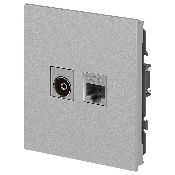 Розетка ЭРА Arktik 16-3110-03 комбинированная RJ45+TV алюминий Б0070496