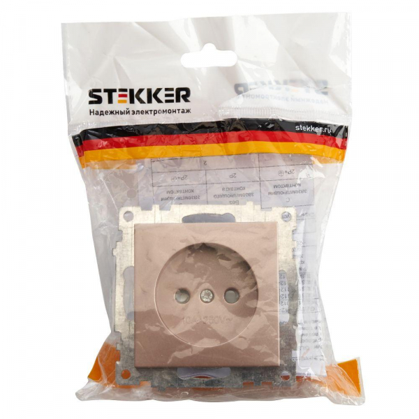 Розетка 2P Stekker Катрин со шторками шампань GLS10-7109-02 39595 Розетка 2P Stekker Катрин со шторками шампань GLS10-7109-02 39595