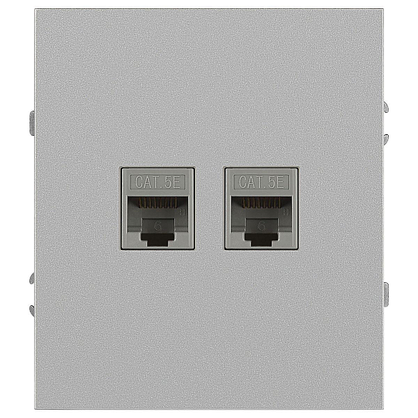 Розетка ЭРА Arktik 16-3108-03 информационная двойная 2XRJ45 алюминий Б0070486