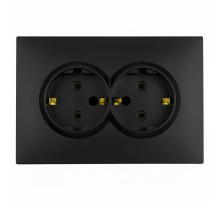 Розетка 2-местная с защитной шторкой STEKKER, с/з, 250В, 16А, серия Эмили, RST16-5114-05, черный уголь, soft touch 49856