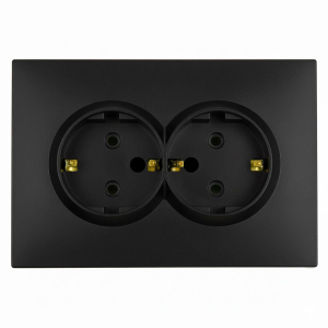 Розетка 2-местная с защитной шторкой STEKKER, с/з, 250В, 16А, серия Эмили, RST16-5114-05, черный уголь, soft touch 49856